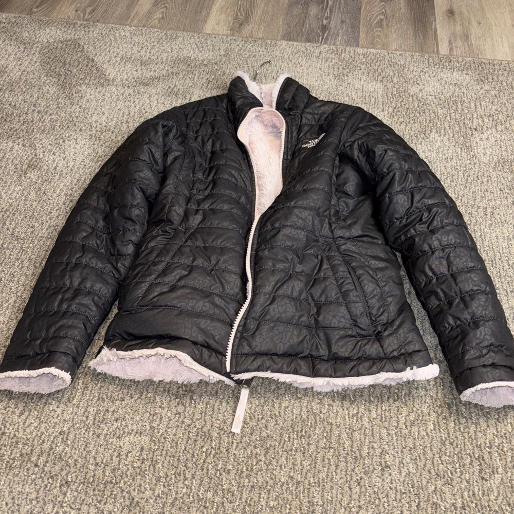 Y2K North Face ThermoBall Insulated Sherpa Jacket Women's Small Black/Pink Cozy